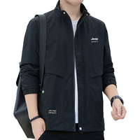 JEEP SPIRIT吉普夹克男秋季外套男装男士宽松休闲潮流上衣服 黑色 XL
