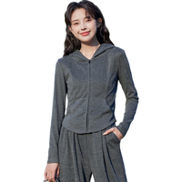 班尼路（Baleno）仿羊绒连帽修身开衫小香风外套女2025年春秋季潮流女装上衣