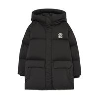 儿童女童经典队标长款连帽鸭绒羽绒服外套秋冬款