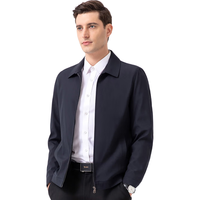 罗蒙 外套男秋季商务男士翻领行政夹克 藏青XL