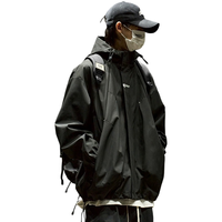 棉致冲锋衣男秋季户外运动夹克外套男防风登山服百搭风衣 黑色 M