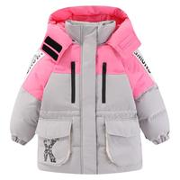 雪中飞 SNOWFLYINGkids童装儿童羽绒服女童中大童撞色拼接洋气羽绒服