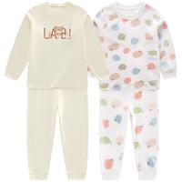 拉比儿童内衣套装双面布2024男女童秋衣秋裤纯棉2套装 圆领特殊色130