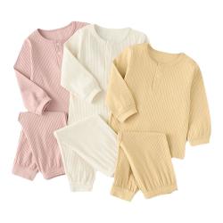 童泰 宝宝内衣套装春秋季纯棉男童女童衣服家居服内衣秋衣秋裤坑条