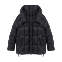 百家好 连帽中长款白鸭绒立领羽绒服 充绒量199g