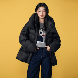 百家好 柔感轻盈 90绒高蓬高充绒连帽羽绒服