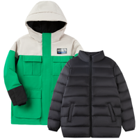 三防两件套滑雪服男童秋冬中长款加厚羽绒服中大童儿童保暖外套