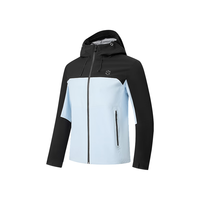 乔丹QIAODAN山神pro冲锋衣男外套运动风衣户外登山防风防雨水连帽夹克 黑色/伊肽蓝 【单冲硬壳】 XL