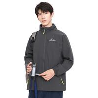 日常休闲男士风衣2024秋款简约百搭外套男舒适翻领开衫男夹克