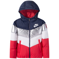 NIKE 耐克童装男女童保暖短款羽绒服冬季新年红色儿童连帽防风上衣 靛蓝色 160/76(L)