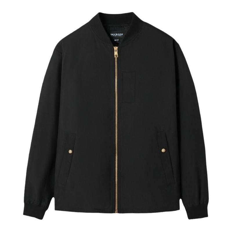 BURBERRY/博柏利男士黑色简约时尚双向拉链长袖夹克外套