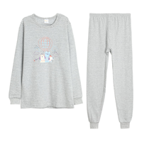 红豆居家（Hodohome）儿童秋衣秋裤男童A类纯棉薄款圆领印花保暖内衣套装113浅麻灰160 160/85