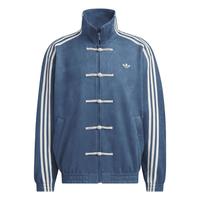 adidas新中式宽松麂皮外套男女蛇年新年款冬季阿迪达斯三叶草 藏青 S