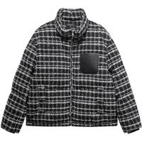 GXG男装  pu皮口袋小香风面料棉服男通勤保暖加厚外套 24冬季新 黑色 XL 180/XL