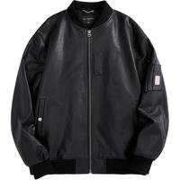【绵羊皮革】男装棒球皮衣外套潮流时尚真皮男式夹克