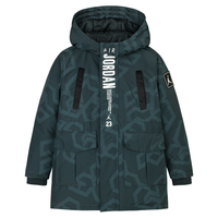 NIKE耐克AJ童装男童冬季三防面料中长款羽绒服保暖连帽儿童外套 深青色 160/76(L)