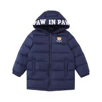 PawinPaw小熊童装冬男童儿童连帽羽绒服保暖中长款新年红色拜年服