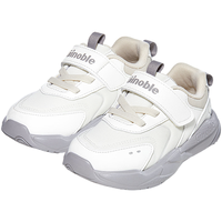 基诺浦（ginoble）透气学步鞋 25春季男女儿童软底机能鞋 潮流百搭宝宝鞋子GW1698 棉白/月光灰 140mm 脚长13.6-14.5cm