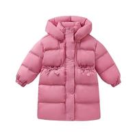 女童羽绒服大童新年面包服宝宝红色冬装儿童中长款外套
