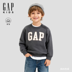Gap 盖璞 男女童2025秋季logo抓绒卫衣儿童装829305 黑灰色 160 /76(14岁以上)
