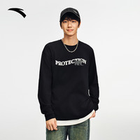 安踏针织加绒卫衣男冬季宽松保暖长袖套头衫男士经典休闲百搭上衣打底 【美式复古长T】基础黑-3 M (170) /适合100-120斤