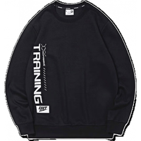 乔丹QIAODAN卫衣男外套秋冬季保暖休闲套头衫圆领针织上衣运动服 黑色-加绒保暖 M