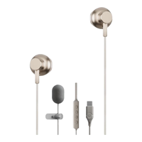 惠普 K歌有线耳机 K歌降噪话筒麦克风自带耳返 手机线控录音直播唱歌声卡耳麦type-c 奶茶色