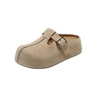 百丽（Belle）周雨彤同款花生吐司勃肯鞋女款商场款包头拖E7P1DCH5 杏色-半拖版 40