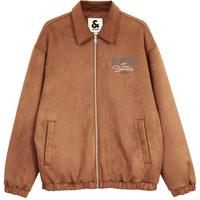 秋冬潮流保暖仿麂皮绒面料亲肤灯芯绒翻领领型夹克外套棉服男装