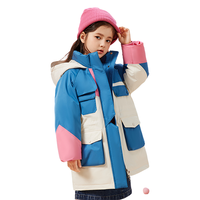儿童羽绒服女童中长款加厚撞色工装冬季中大童羽绒外套儿童滑雪服