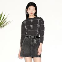 DAZZLE 地素春秋季通勤复古法式休闲减龄蝴蝶结提花针织衫毛衣女