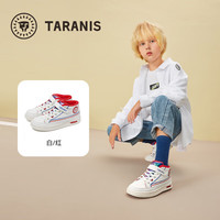 泰兰尼斯童鞋秋冬季加绒女童儿童鞋高帮板鞋休闲鞋中大童保暖鞋子 白/红T02D2D2208 加绒 冬款选大一码 32 内长21cm适合脚长20cm