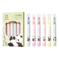 得力（deli）可爱熊猫6色荧光笔 考试复习划重点彩色醒目标记笔手帐笔 文具 6支/盒 SK181 【可爱熊猫】6色