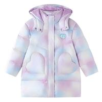 迪士尼女童中长款羽绒服儿童时尚洋气加厚保暖外套2024冬季