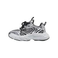 李 Lee童鞋秋季儿童运动鞋防滑跑步鞋子女童休闲厚底老爹鞋男大童 银黑 35 【脚长215-220mm】