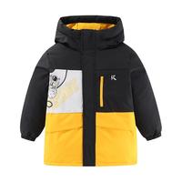 雪中飞 SNOWFLYINGkids童装儿童羽绒服冬季洋气男童中大童拼接连帽印花羽绒服