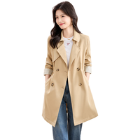 她享风衣外套女中长款大衣质感时尚通勤简约春秋装外套 T143U8002 L