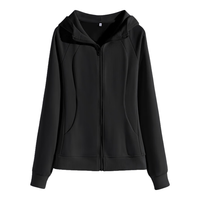 班尼路收腰连帽卫衣外套女2024年秋季舒适亲肤校园风上衣开衫 黑 S