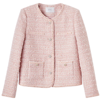 香影粉色小香风外套女短款2024春季气质名媛风粗花呢法式上衣 粉红 S