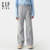 Gap女童2025春季爱心刺绣logo直筒针织长裤宽松儿童装676095