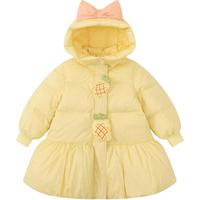 笛莎童装女童三防中长款羽绒服2024冬女宝宝儿童甜美萌趣外套