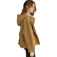 迪菲丽格欧美时尚卡其色连帽外套女冬季2022休闲宽松小个子上衣短外套 图片色 M