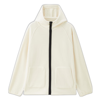 佐丹奴抓绒外套女摇粒绒卫衣开衫插肩撞色拉链连帽夹克女13374814 60深夜蓝 L