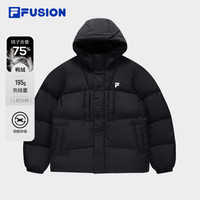 FILA FUSION斐乐潮牌款羽绒服2025冬季宽松保暖连帽外套 正黑色-BK 160/84A/XS