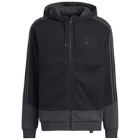 阿迪达斯 adidas经典男子针织透气三条纹上衣双LOGO户外运动休闲连帽外套