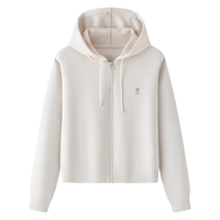 雪中飞 SNOWFLYING春季女士休闲百搭时尚简约经典版型亲肤舒适抽绳连帽短款外套 米白 L (165)