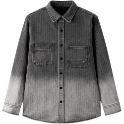 gxgjeans 真五折 美式渐变水洗时尚宽松翻领牛仔夹克 黑色
