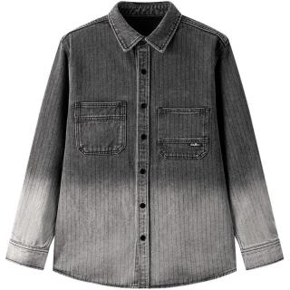 gxgjeans 超值清仓 美式渐变水洗时尚宽松翻领牛仔夹克 黑色
