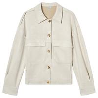 对白复古仿麂皮绒短外套女2025春装设计感小个子休闲夹克上衣 白杏色 XL