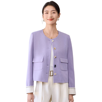 初申春秋短外套女温柔紫色气质小香风短款H型小个子休闲外套S51D035